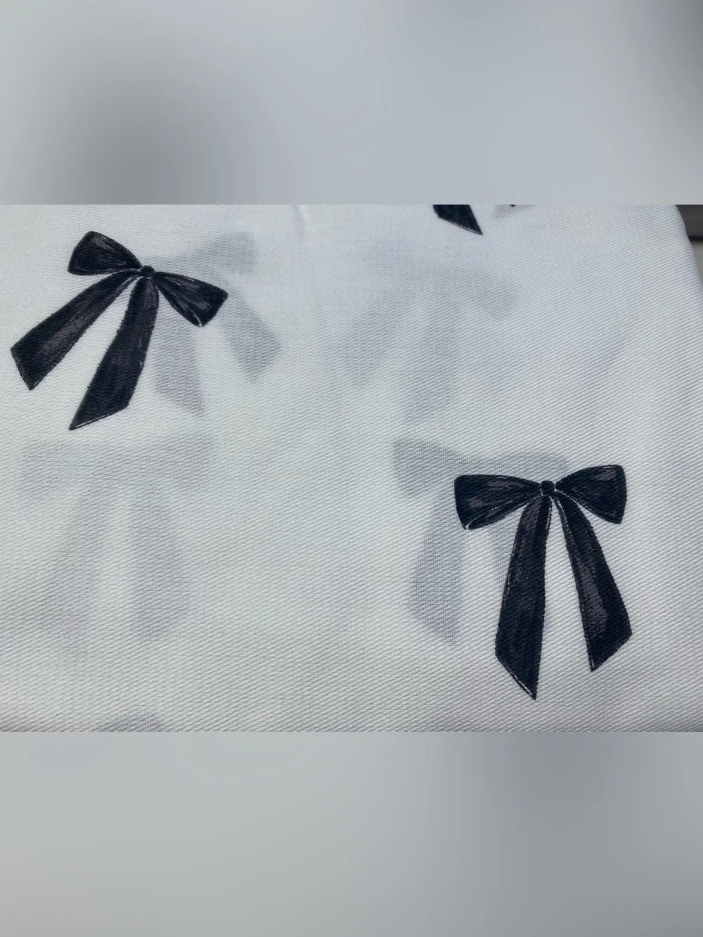 Tahari ❤️Fabric Shower Curtain Black Bows 72 x 72 NWT